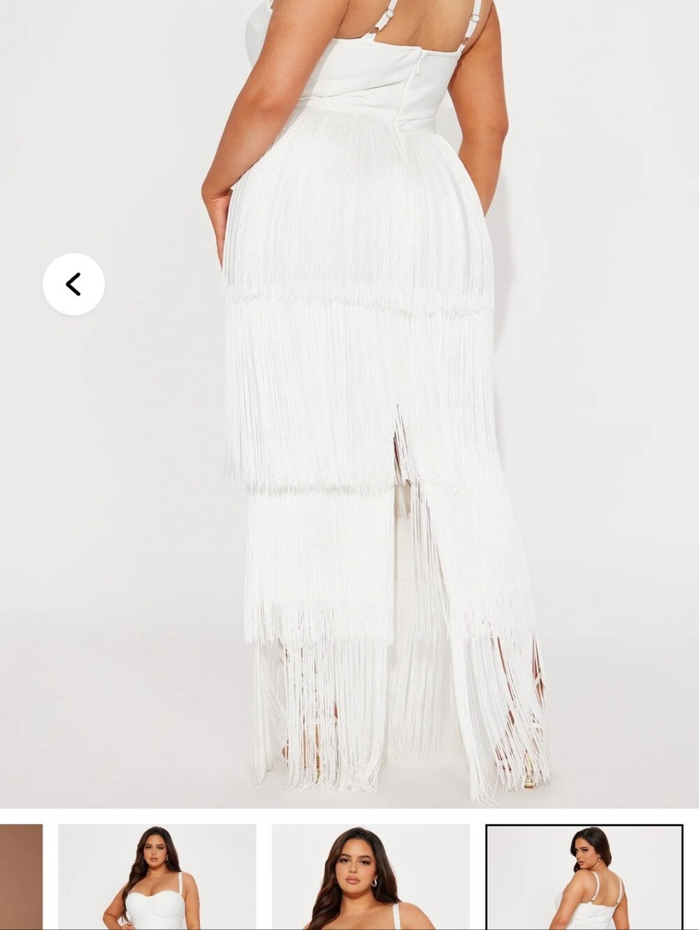 Fashion Nova White Tiered Fringe Maxi Dress - Picture 3 of 4